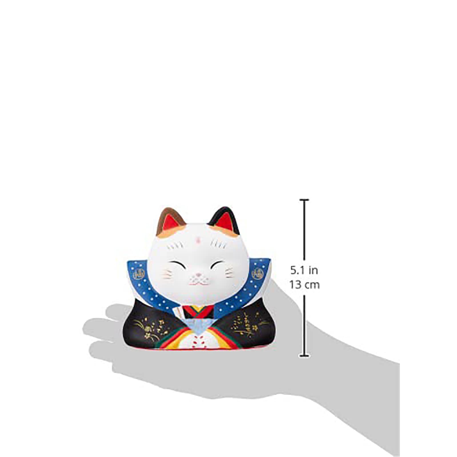 Amazon.co.jp: 薬師窯 錦彩 福助 招き猫 4号 高さ12cm 7845 : ホーム
